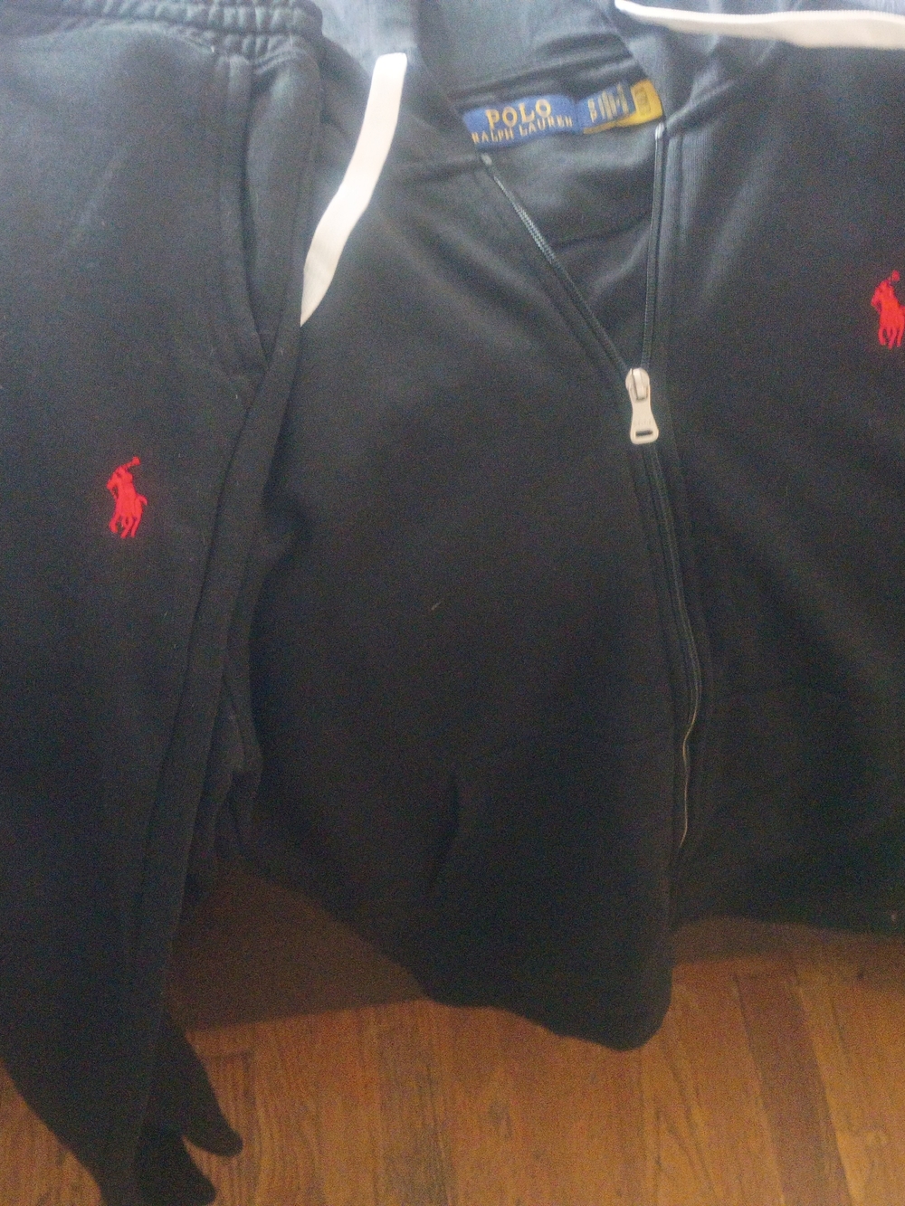 Ralph Lauren Men’s Black Zip-Up Sweater with Red Pony Logos